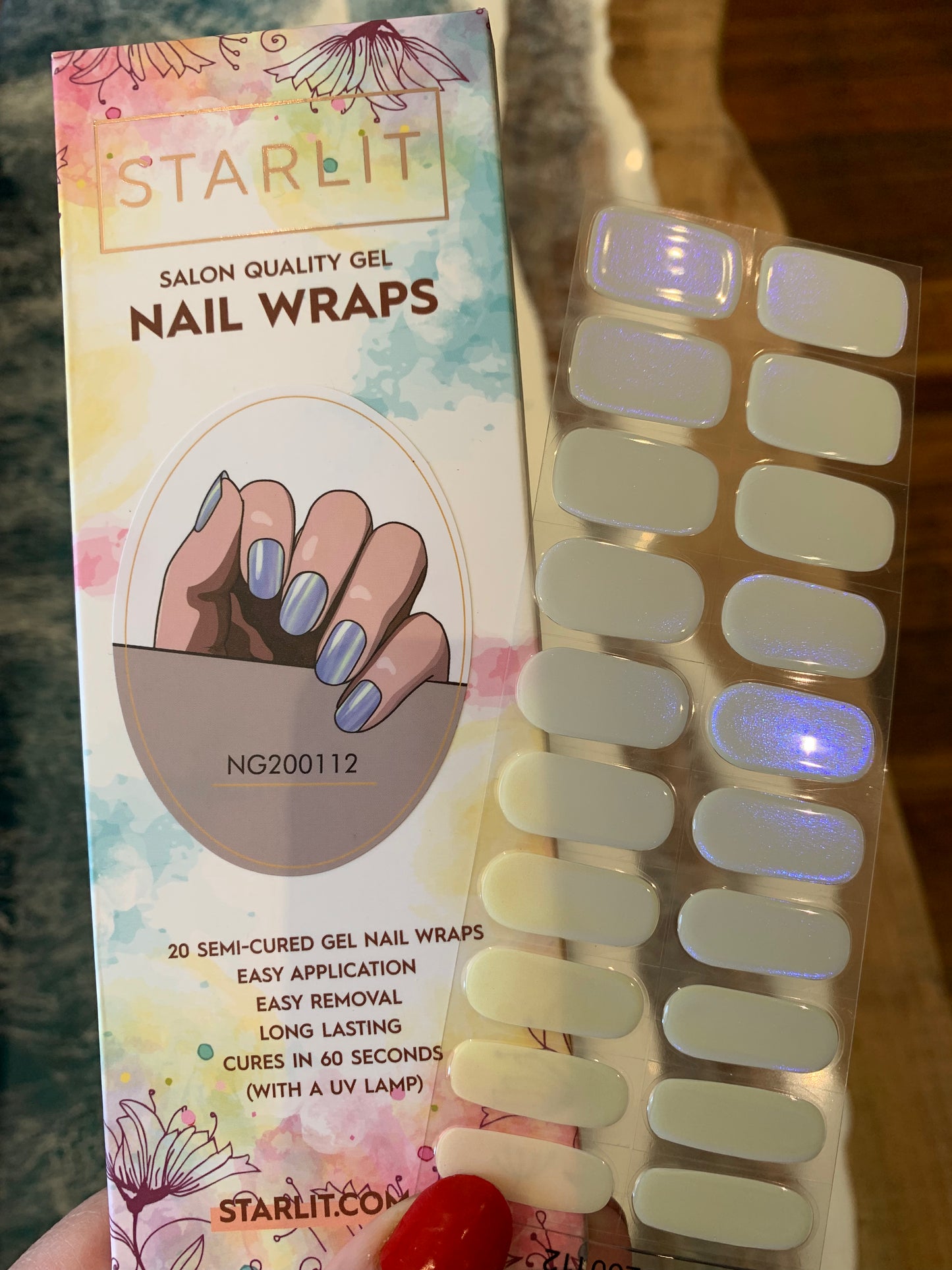 Glazed Donut Iridescent Cream to Blue Semi-Cured Gel Nail Wrap