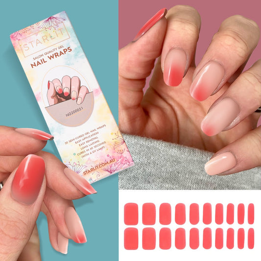 Thermal Colour Changing Coral to Transparent Semi-Cured Gel Nail Wrap