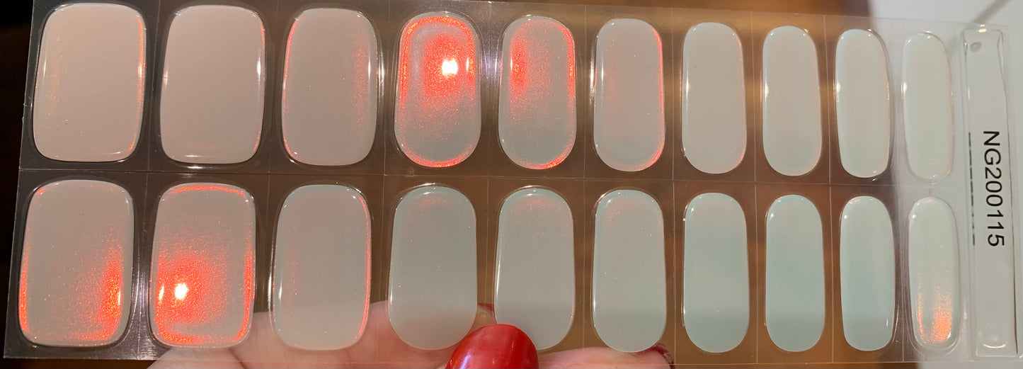 Glazed Donut Iridescent Blue to Orange/Red Semi-Cured Gel Nail Wrap