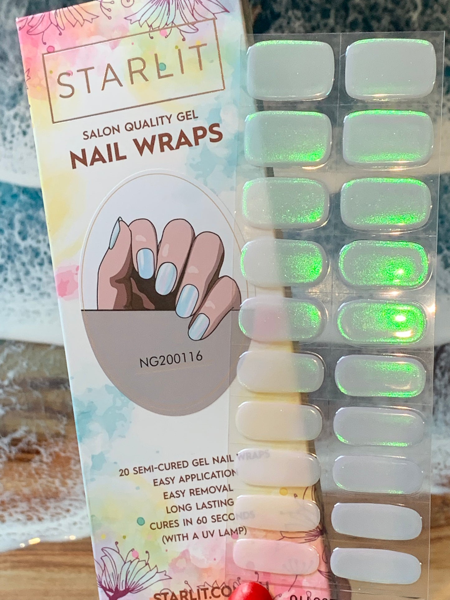 Glazed Donut Iridescent Peach to Green Semi-Cured Gel Nail Wrap