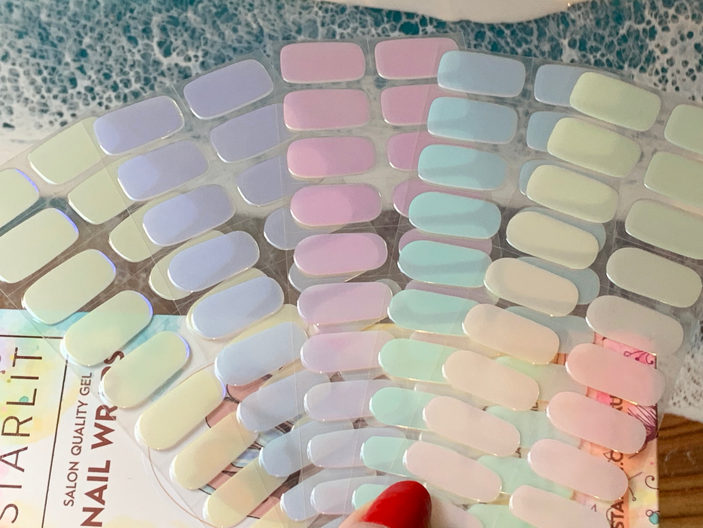 Glazed Donut Iridescent Blue to Orange/Red Semi-Cured Gel Nail Wrap