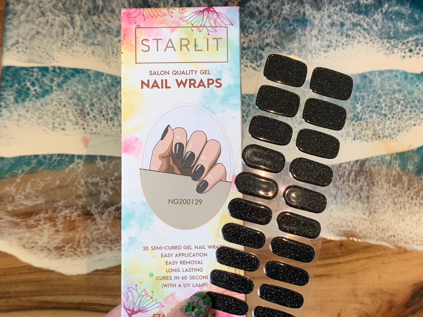 Midnight Sparkle Semi-Cured Gel Nail Wrap