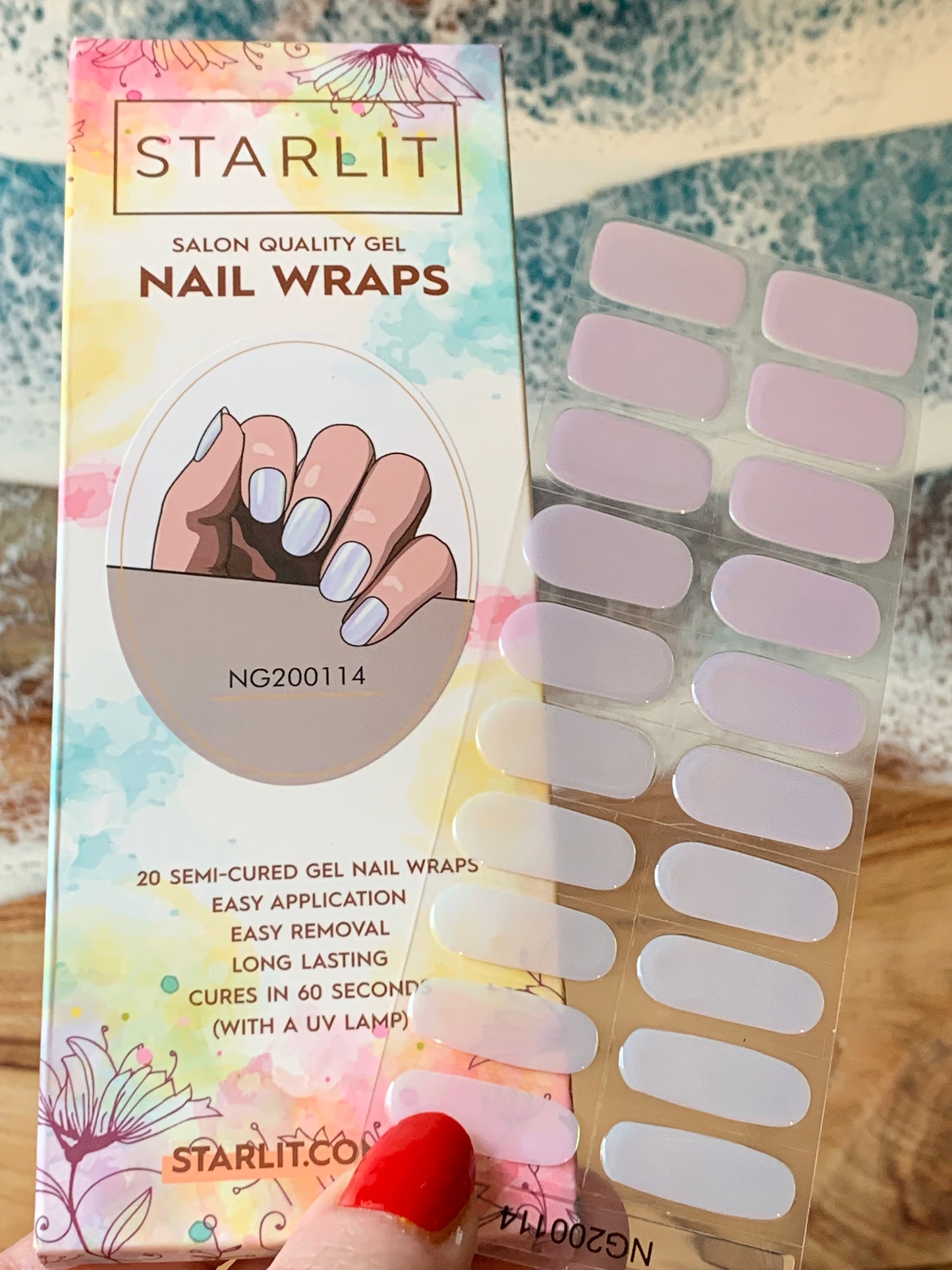 Glazed Donut Iridescent Pink to Champagne and Blue Semi-Cured Gel Nail Wrap