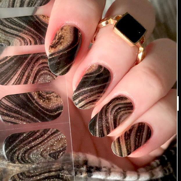 Gold Obsidian Semi-Cured Gel Nail Wrap