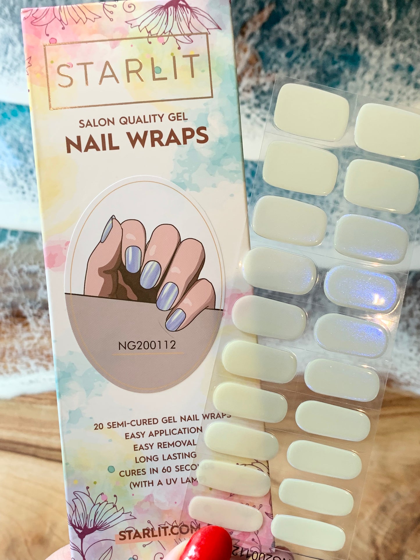 Glazed Donut Iridescent Cream to Blue Semi-Cured Gel Nail Wrap