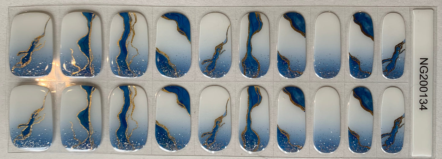 Marbled Kyanite Semi-Cured Gel Nail Wrap