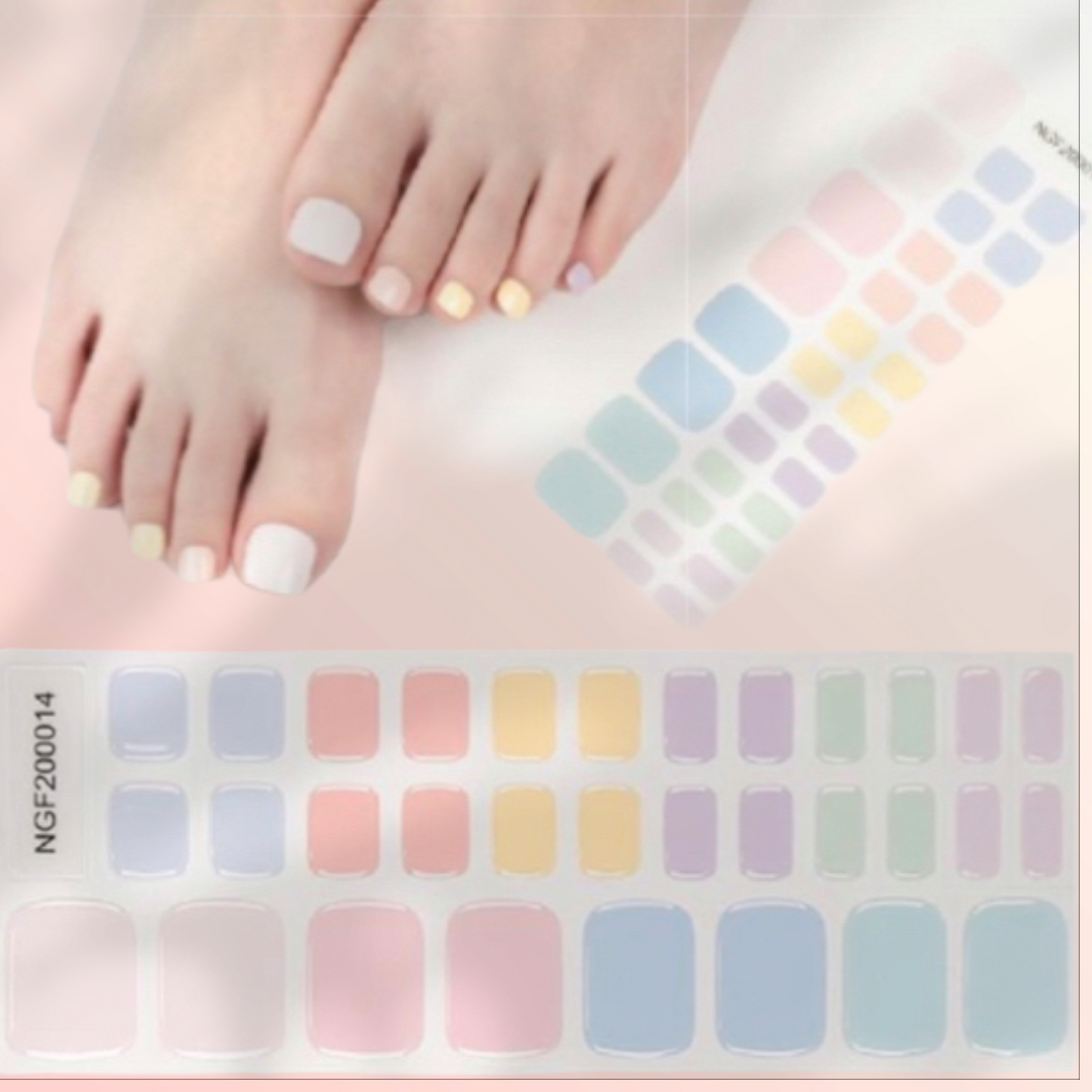Rainbow Pastels Semi-Cured Gel Pedicure Wrap
