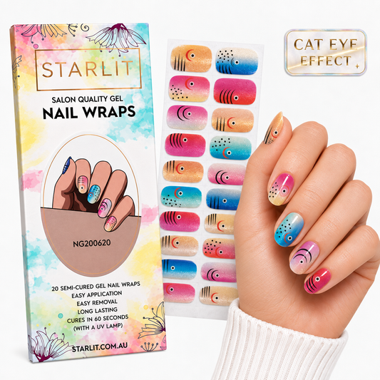 Gone Fishin’ Cat Eye Semi-Cured Gel Nail Wrap
