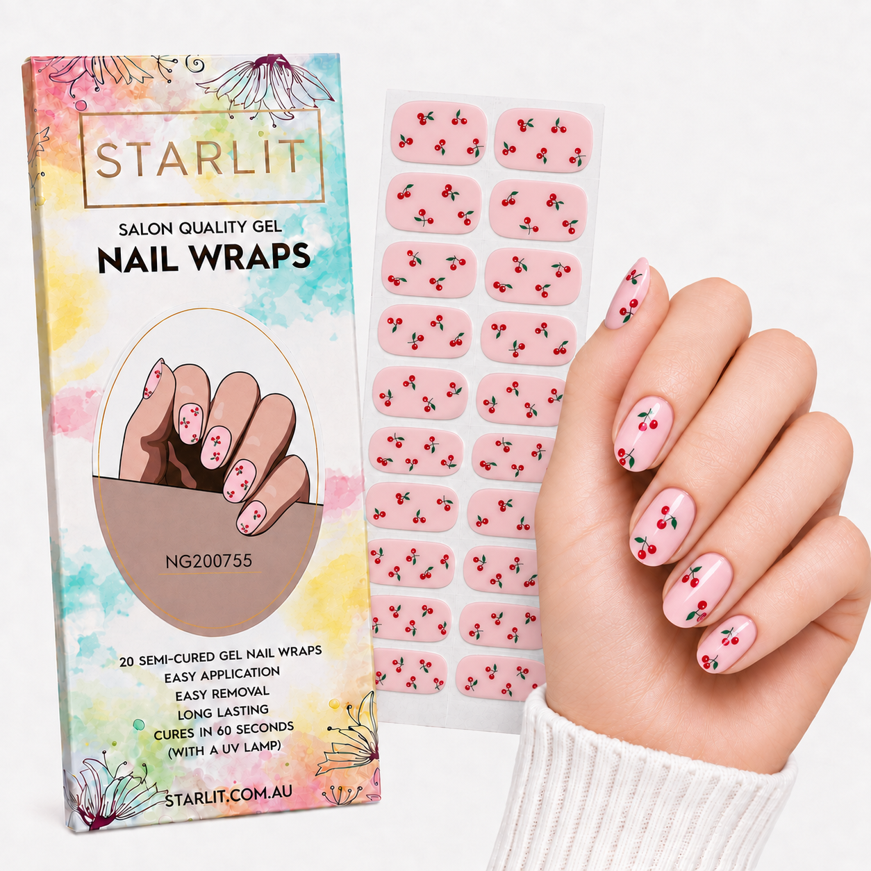 Cherry On Top Semi-Cured Gel Nail Wrap