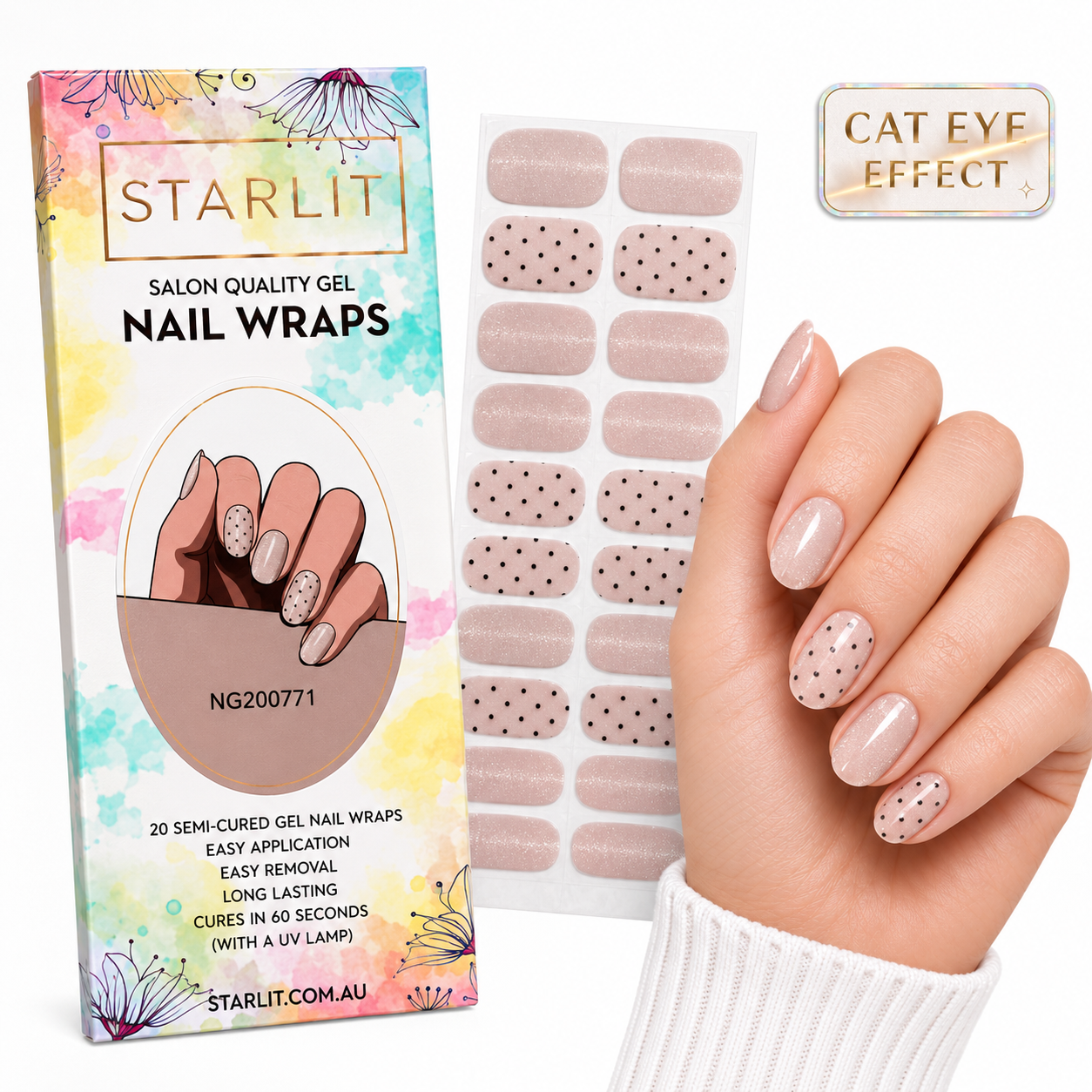 Dot Com Cat Eye Semi-Cured Gel Nail Wrap