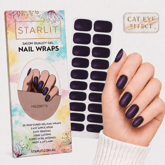 Purrple Reign Cat Eye Semi-Cured Gel Nail Wra