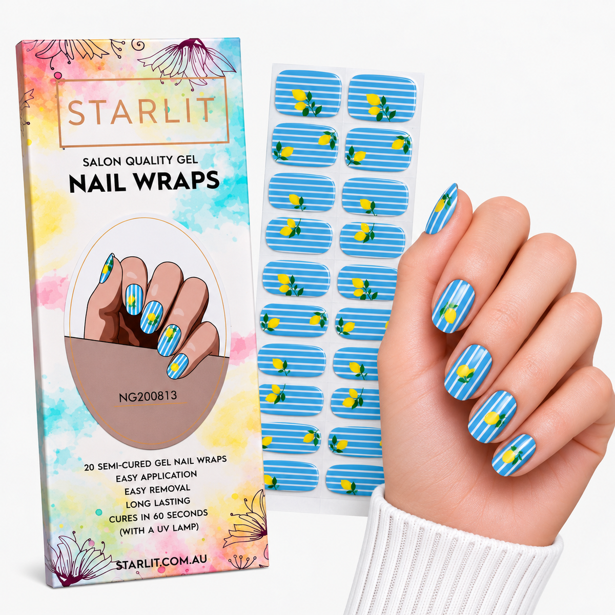 Lemon Line Semi-Cured Gel Nail Wrap