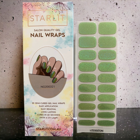Dazzling Lime Holographic Semi-Cured Gel Nail Wrap