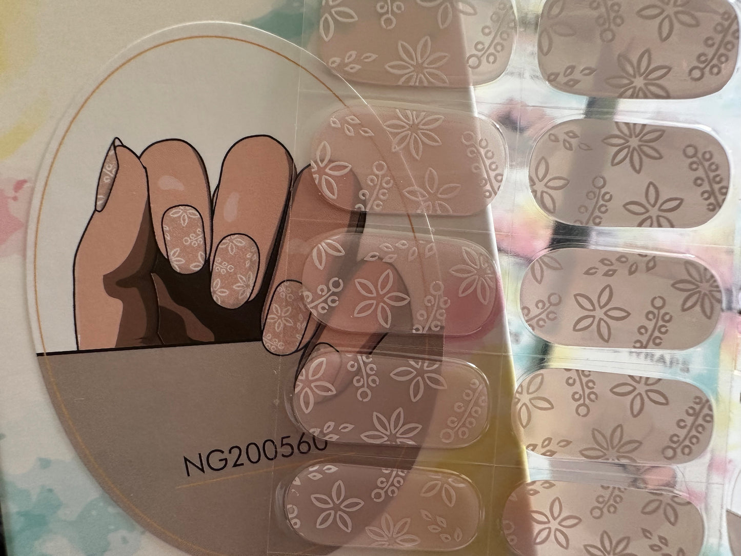 Frosty Floral Semi-Cured Gel Nail Wrap