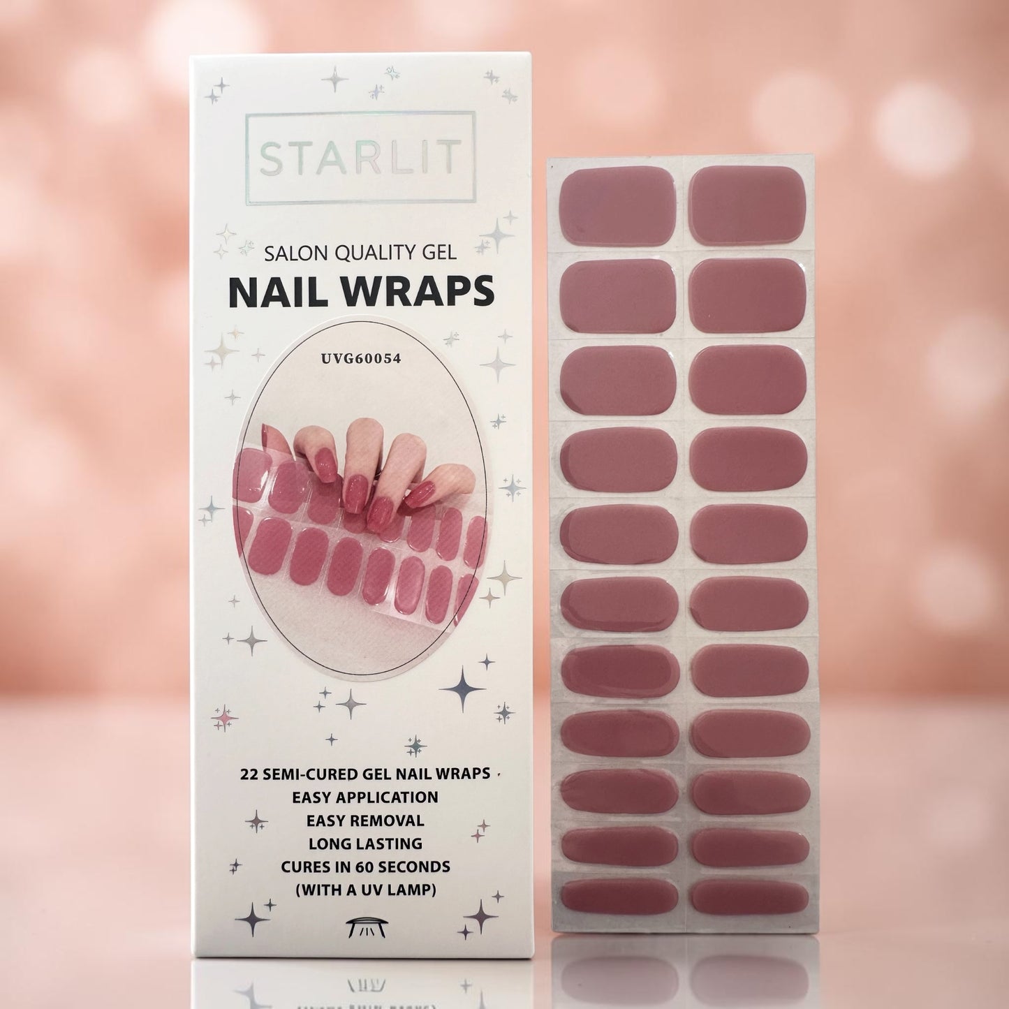 Rosewood Semi-Cured Gel Nail Wrap