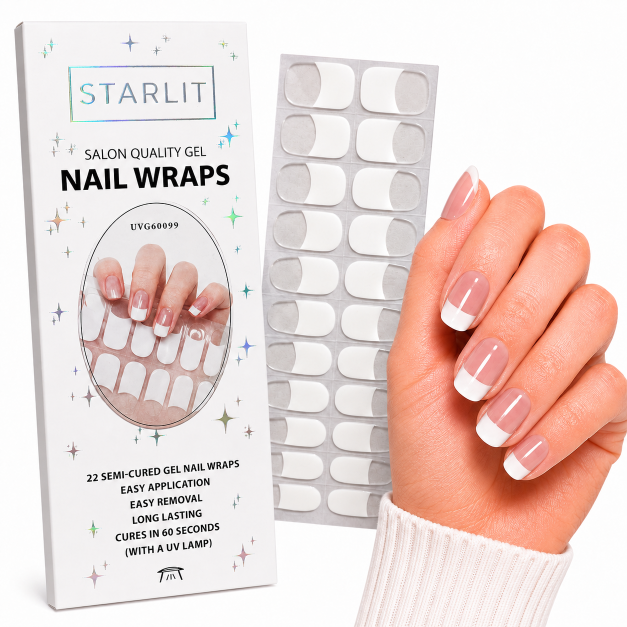 Classic French Semi-Cured Gel Nail Wrap