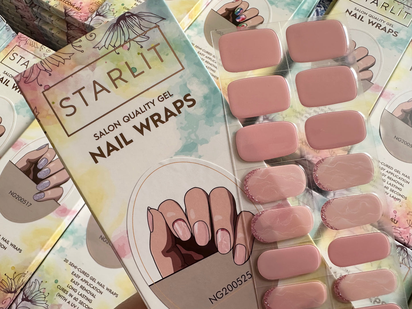 Pink Positive Semi-Cured Gel Nail Wrap