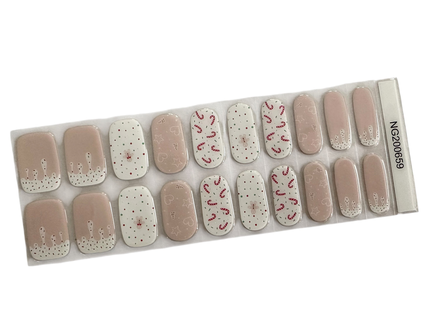 Candy Cane Kisses Semi-Cured Gel Nail Wrap
