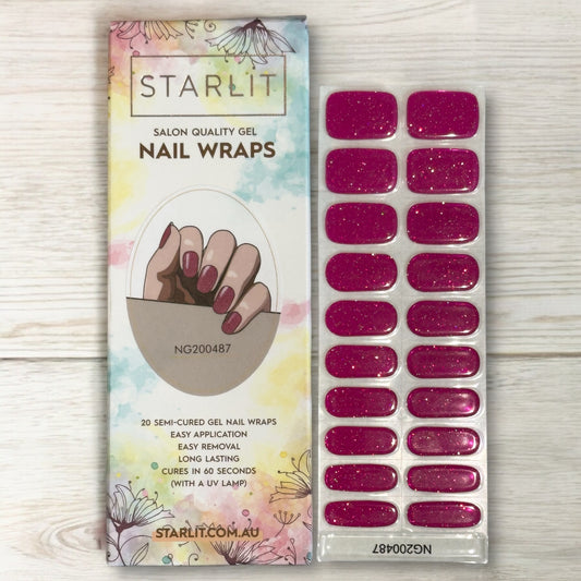 Ruby Glitz Semi-Cured Gel Nail Wrap