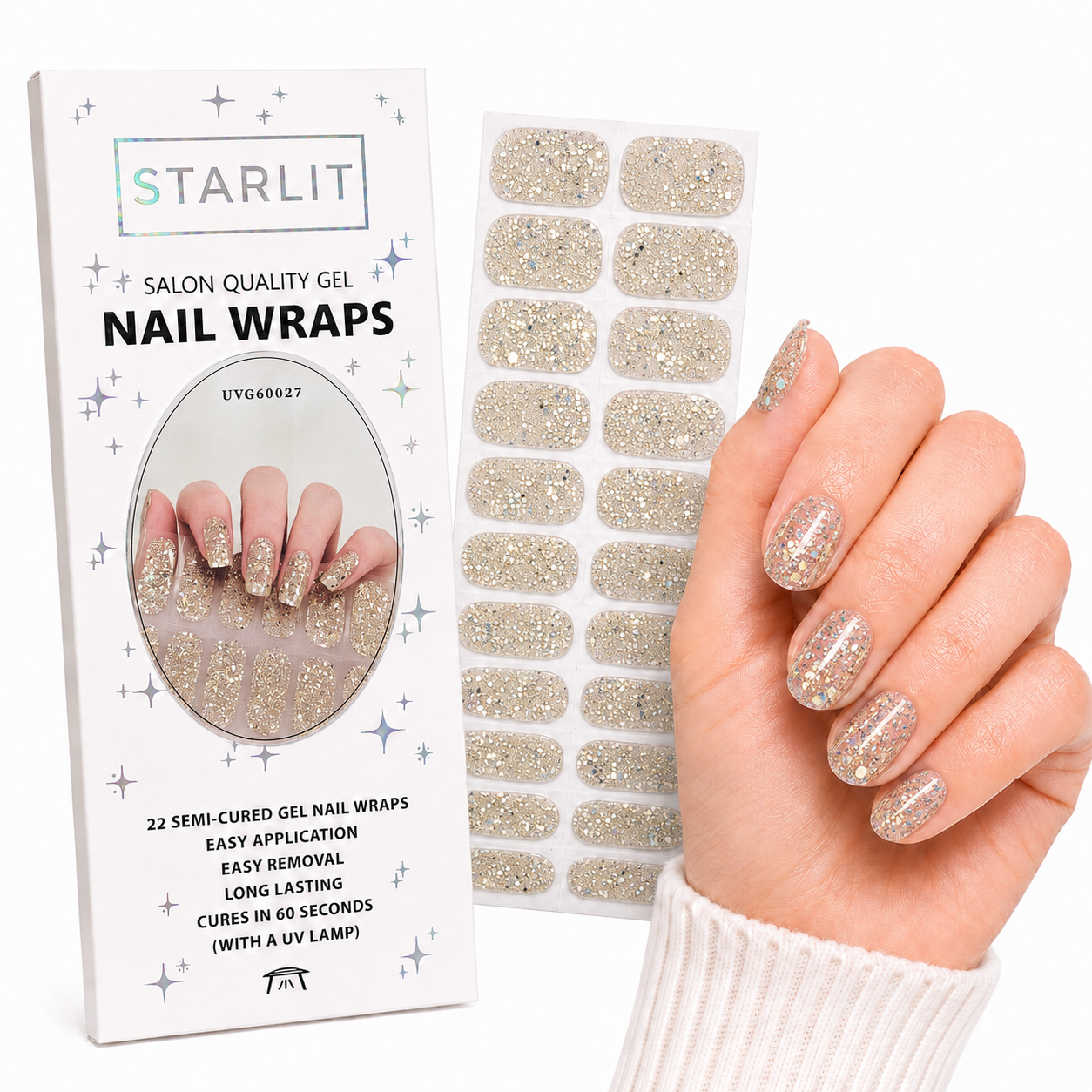 Bubbles and Bling Semi-Cured Gel Nail Wrap