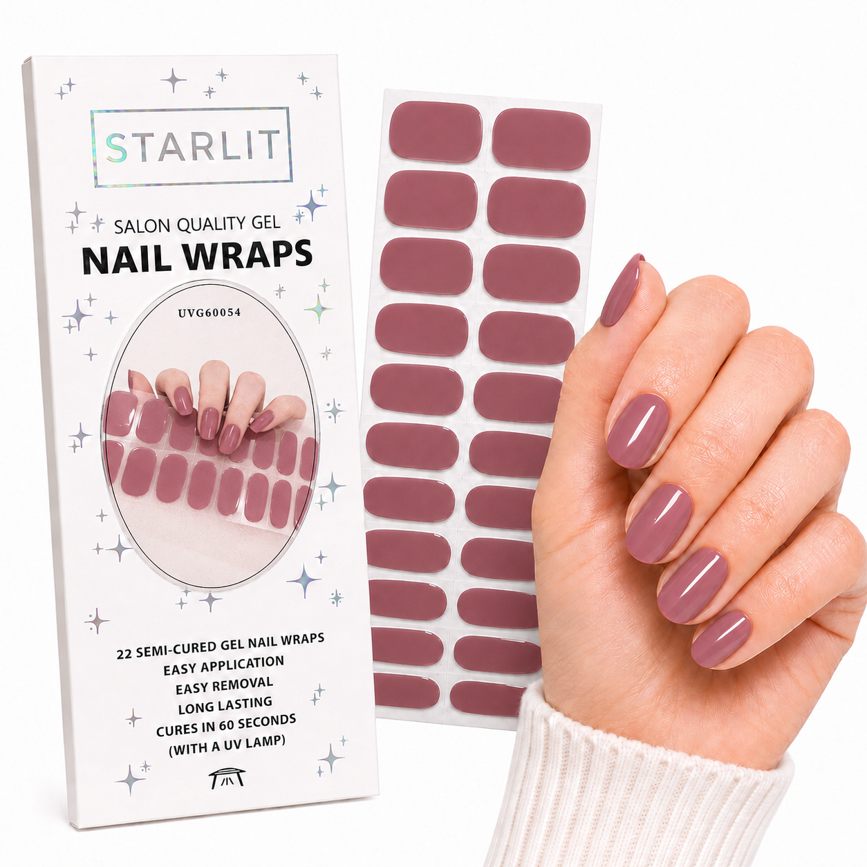 Rosewood Semi-Cured Gel Nail Wrap