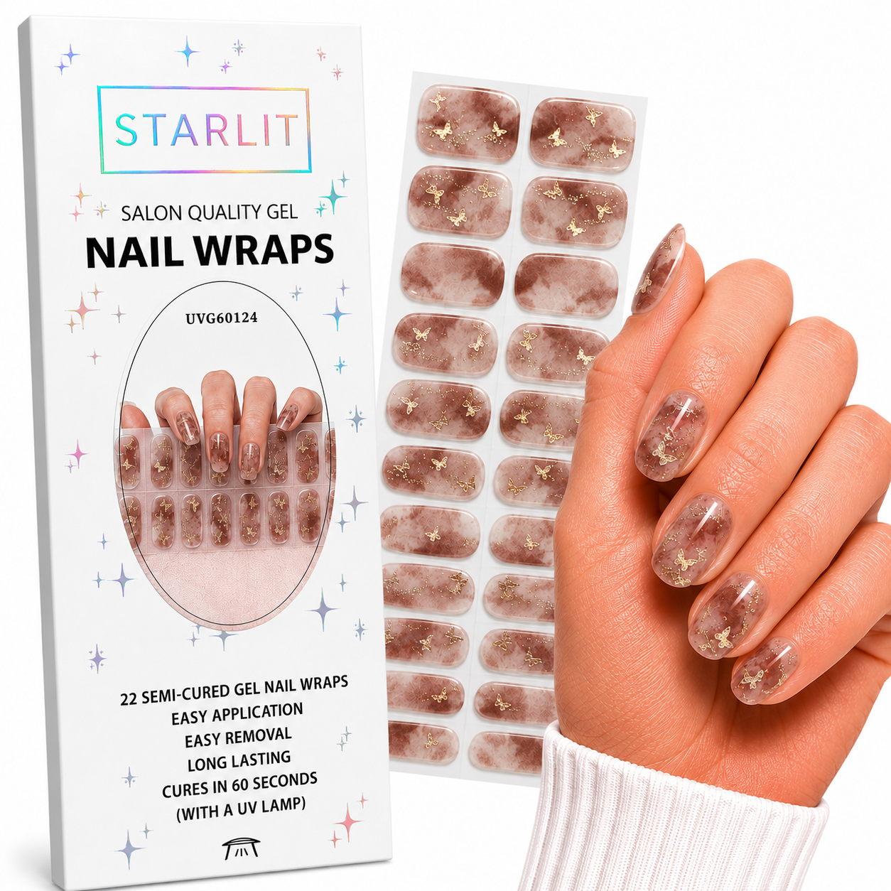 Whispering Wings Semi-Cured Gel Nail Wrap