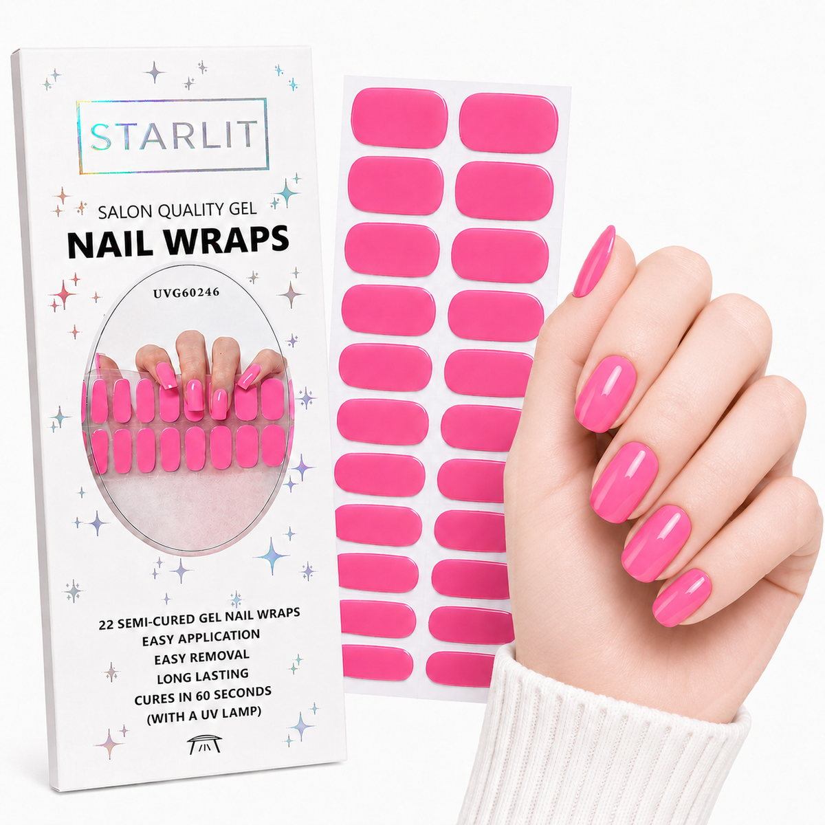 Party Pink Semi-Cured Gel Nail Wrap