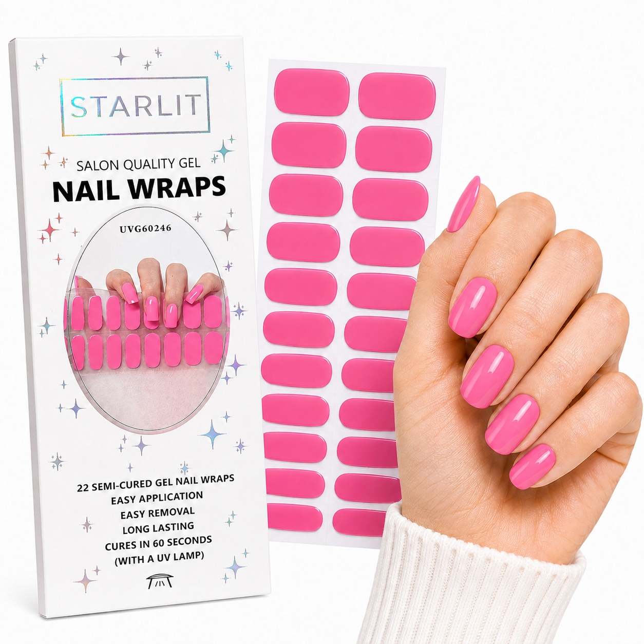 Party Pink Semi-Cured Gel Nail Wrap