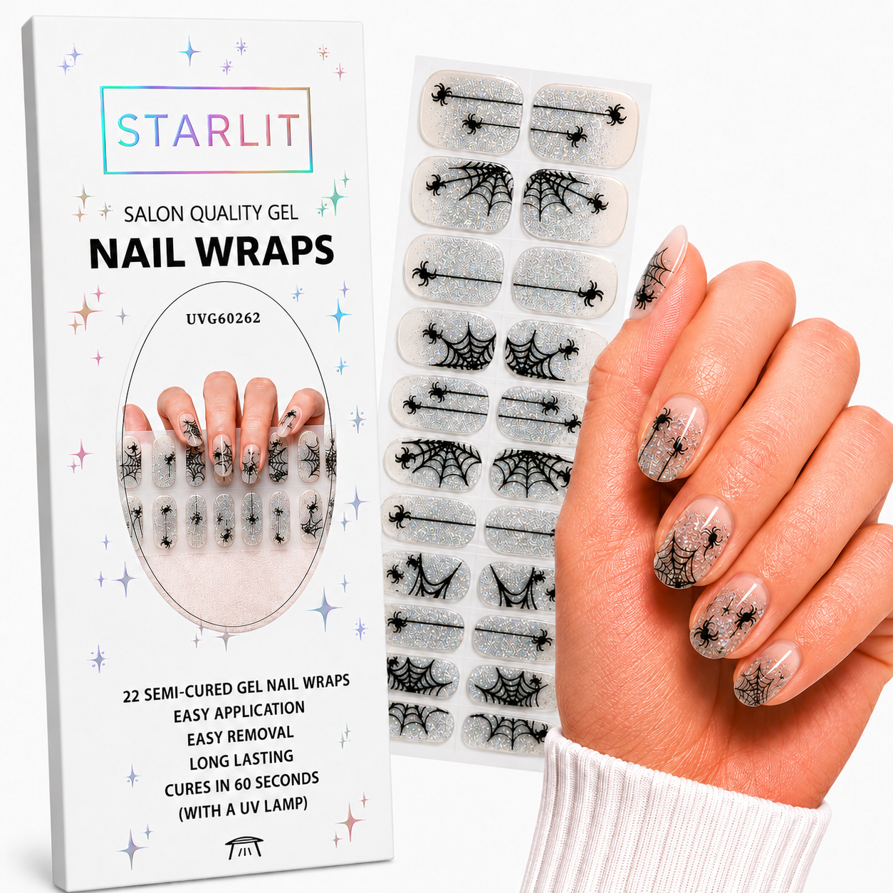 Caught In Your Web Semi-Cured Gel Nail Wrap