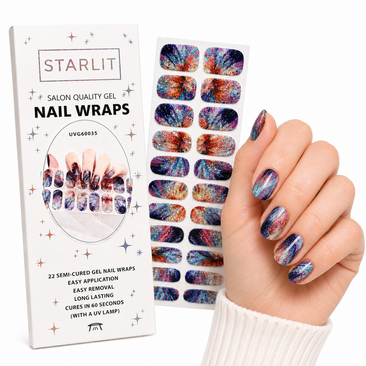 Stellar Splash Semi-Cured Gel Nail Wrap