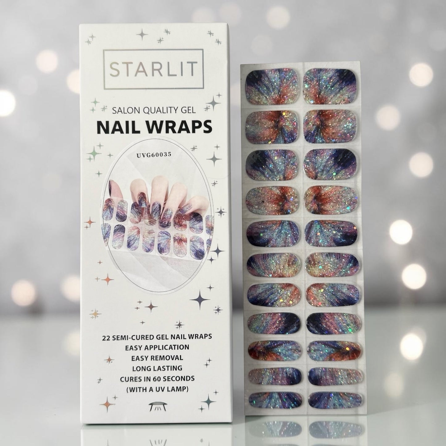 Stellar Splash Semi-Cured Gel Nail Wrap