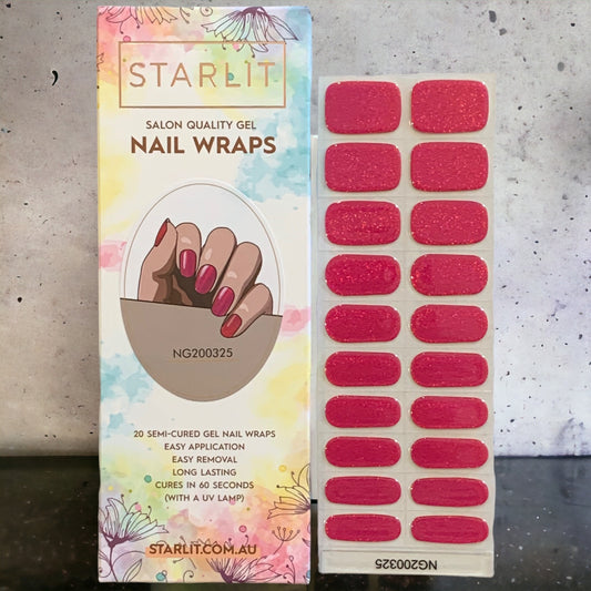 Dazzling Rouge Holographic Semi-Cured Gel Nail Wrap