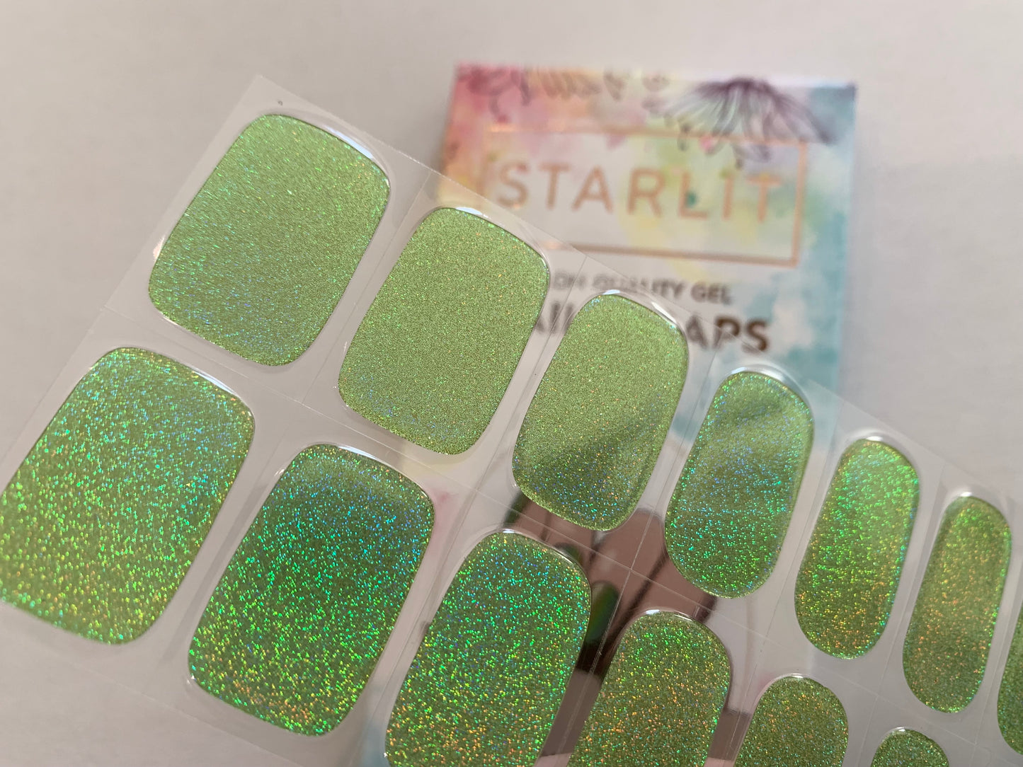 Dazzling Lime Holographic Semi-Cured Gel Nail Wrap