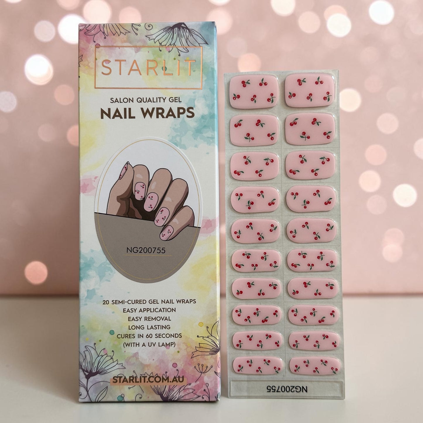 Cherry On Top Semi-Cured Gel Nail Wrap