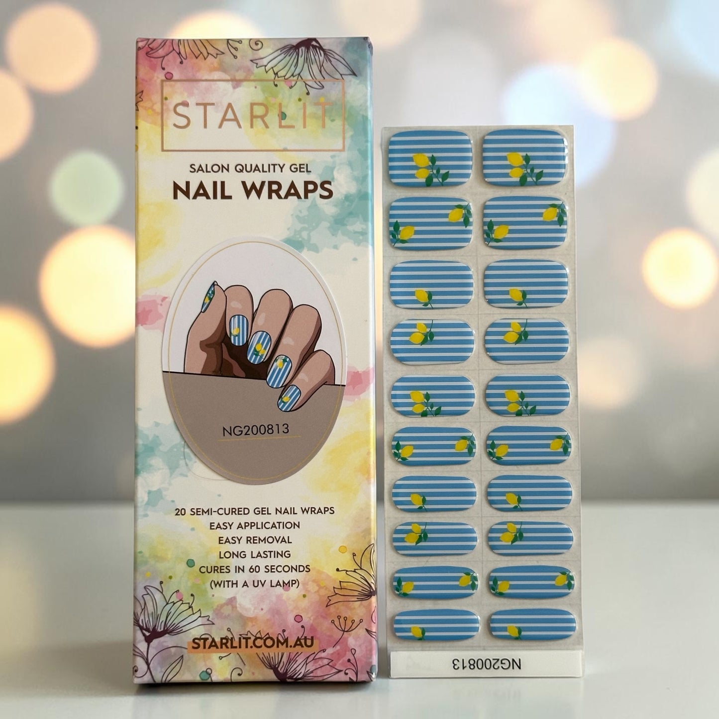 Lemon Line Semi-Cured Gel Nail Wrap