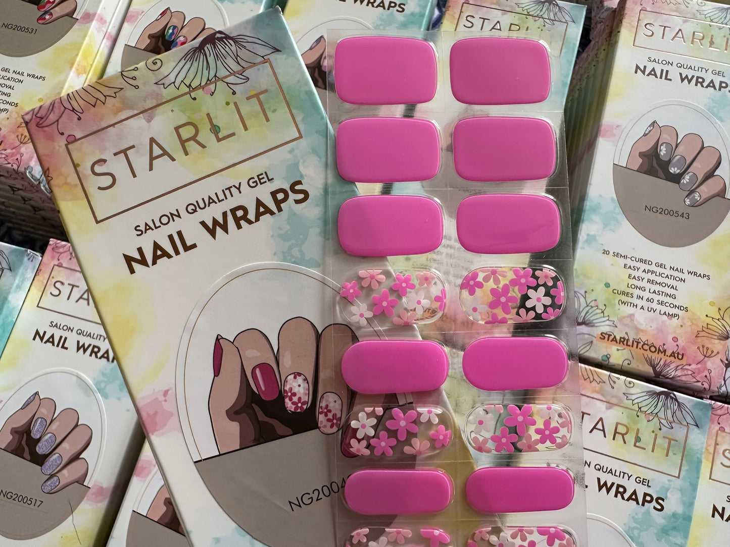 Pink Daisies Semi-Cured Gel Nail Wrap