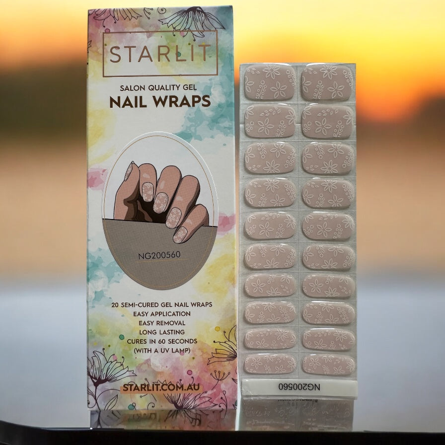 Frosty Floral Semi-Cured Gel Nail Wrap