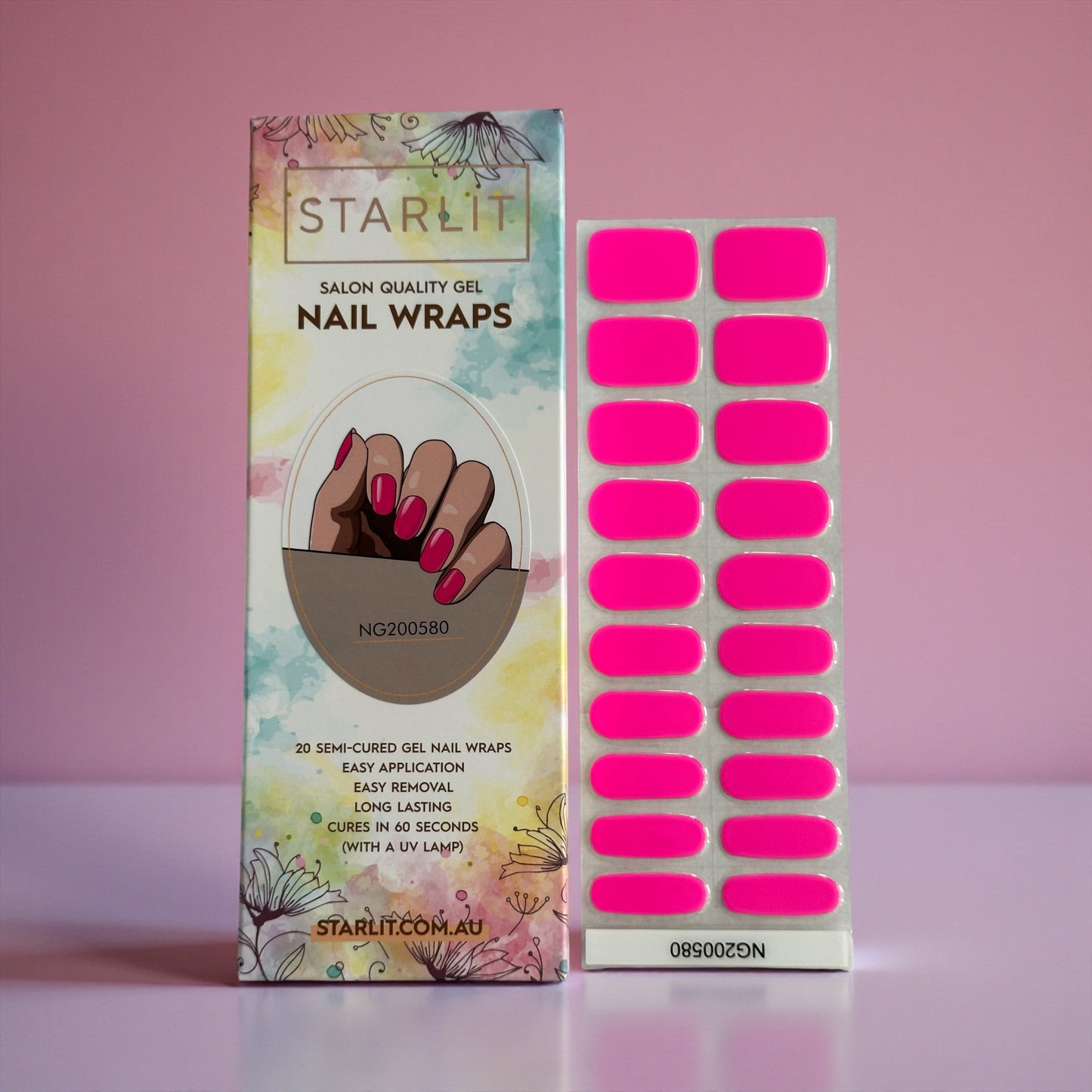 Electric Flamingo Semi-Cured Gel Nail Wrap