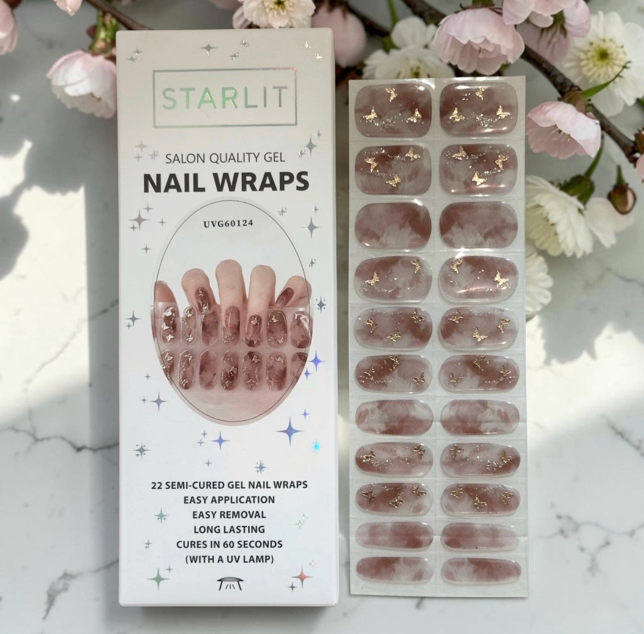 Whispering Wings Semi-Cured Gel Nail Wrap