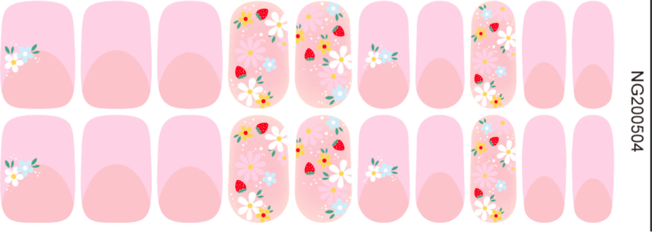 French Kissed Blooms Semi-Cured Gel Nail Wrap