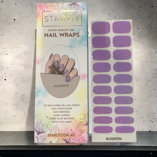 Dazzling Lilac Holographic Semi-Cured Gel Nail Wrap