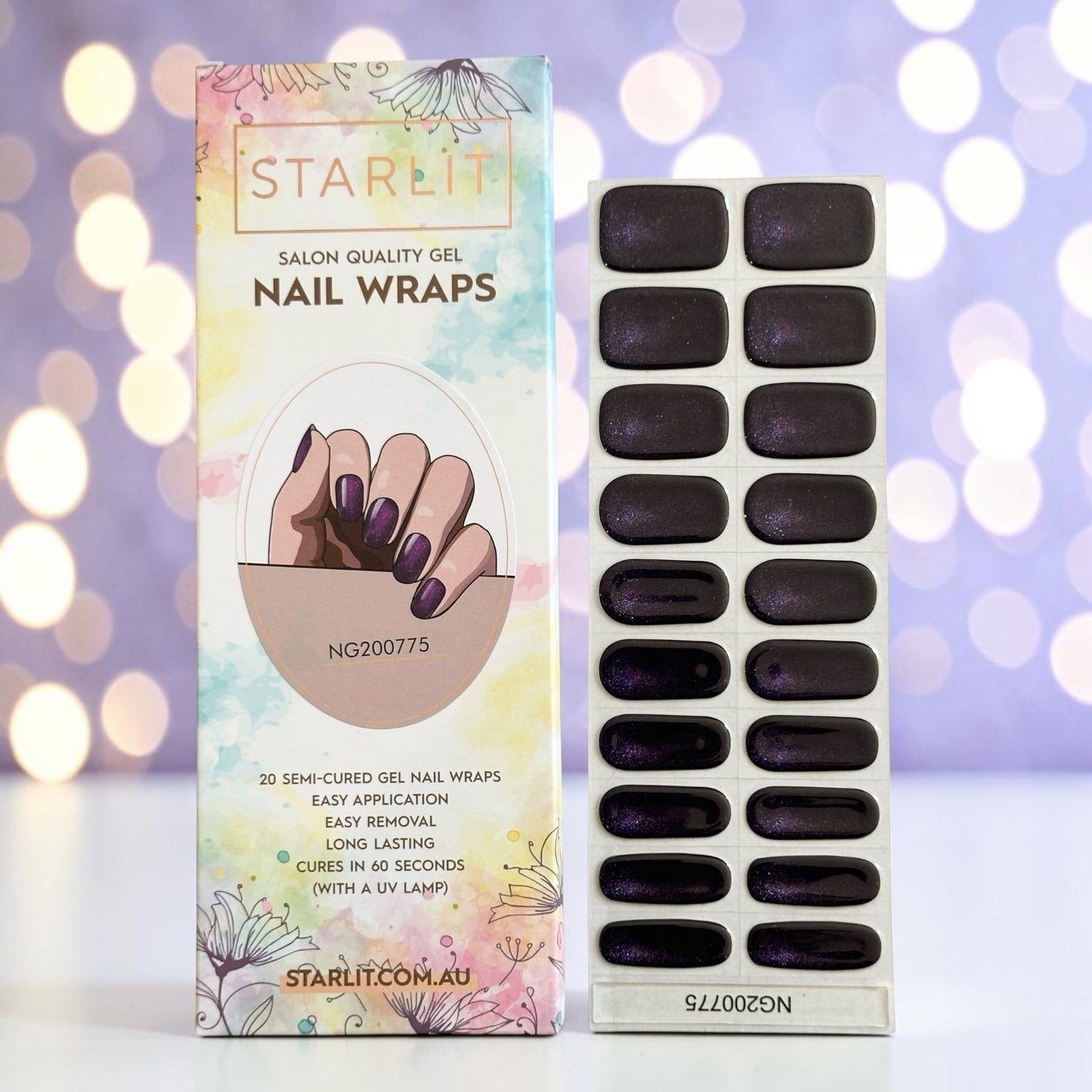 Purrple Reign Cat Eye Semi-Cured Gel Nail Wra