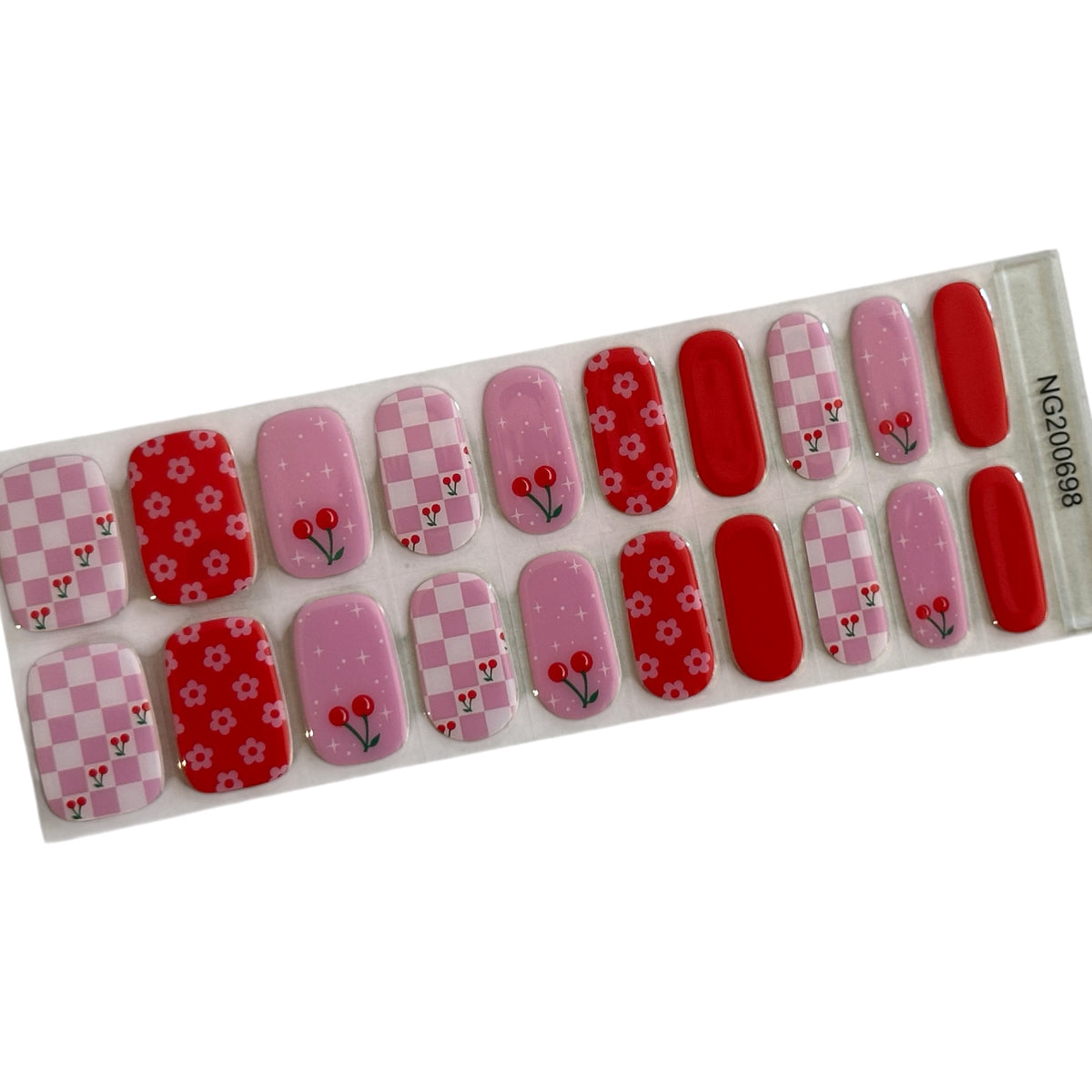 Cherry Checkmate Semi-Cured Gel Nail Wrap