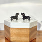 'Dachshunds' Mini Stud Earrings - Black Glitter