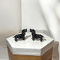 'Dachshunds' Mini Stud Earrings - Black Glitter