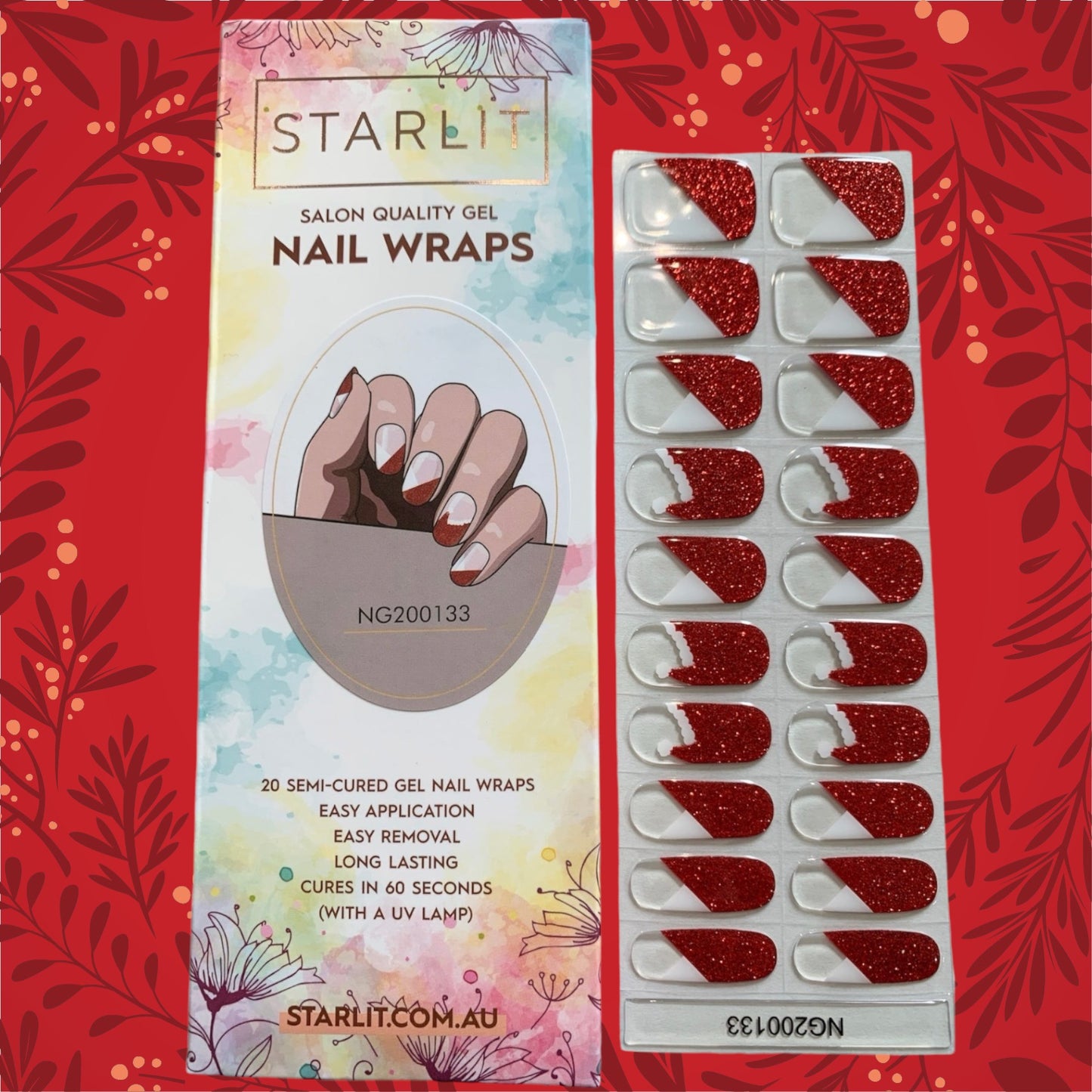 Santa Baby French Tip Semi-Cured Gel Nail Wrap