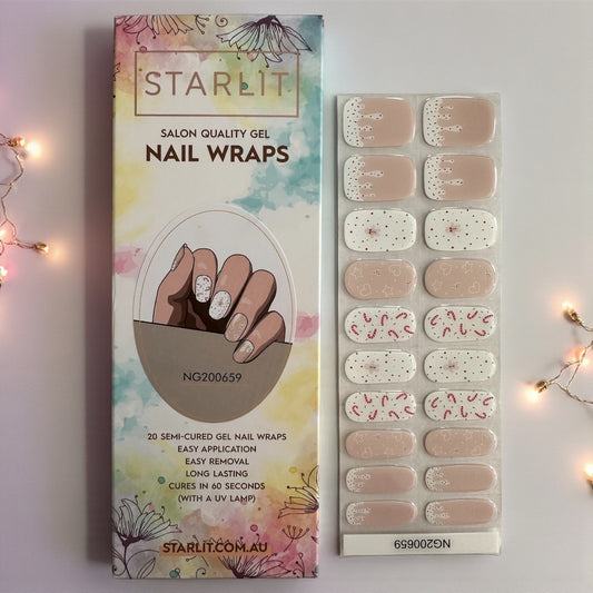 Candy Cane Kisses Semi-Cured Gel Nail Wrap
