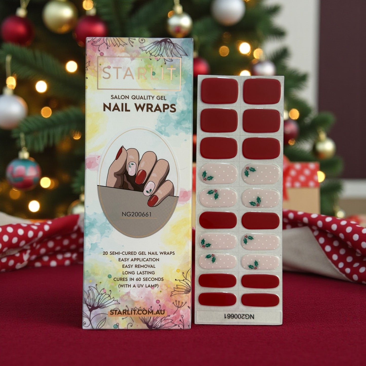 Under the Mistletoe Semi-Cured Gel Nail Wrap