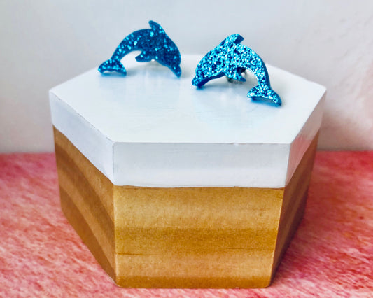 'Glitter Dolphins' Mini Stud Earrings