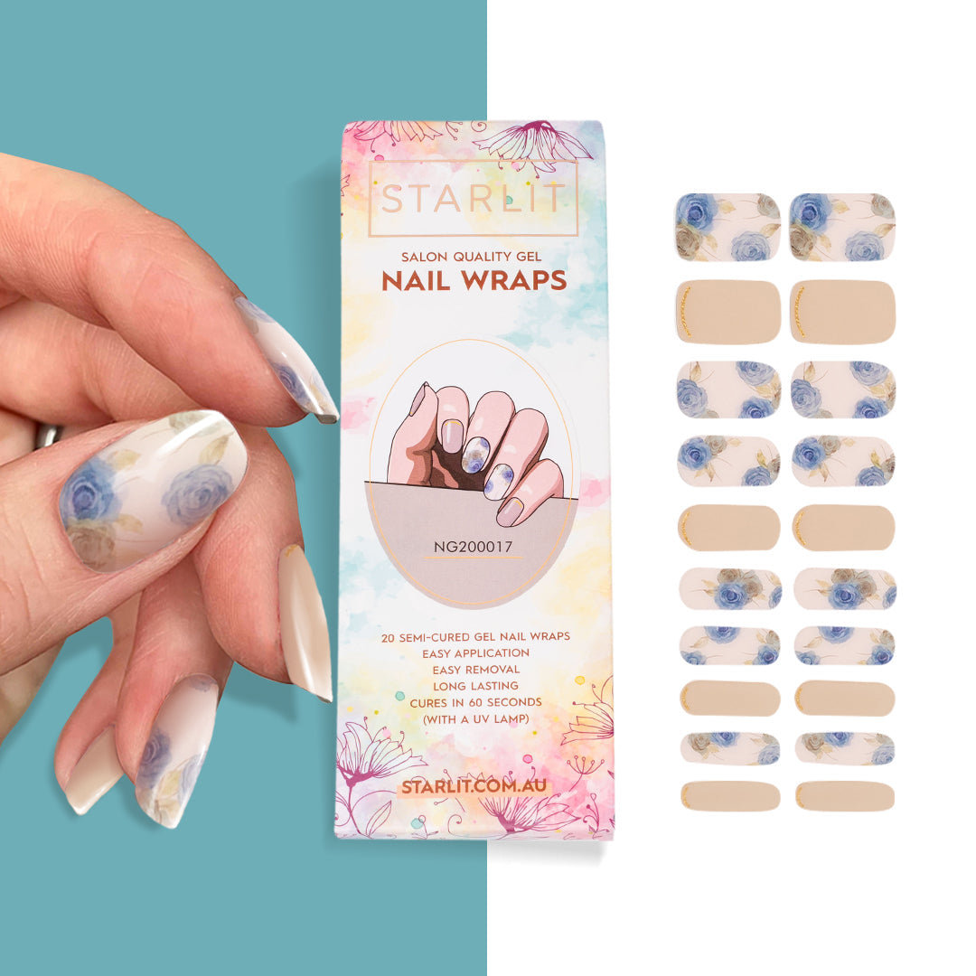 Sophisticated Floral Semi-Cured Gel Nail Wrap